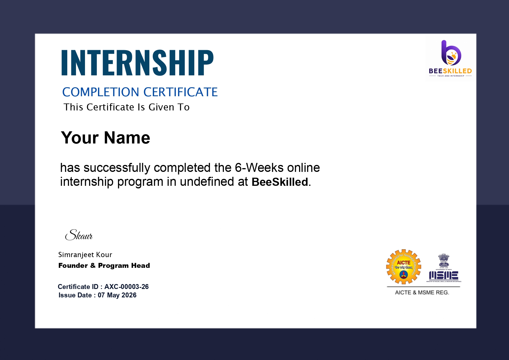 Certificate Sample